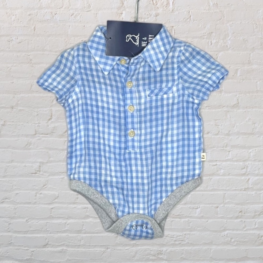 Me & Henry Gingham Woven Onesie